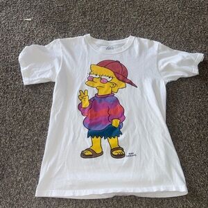 White Graphic Tee with Cartoon Design